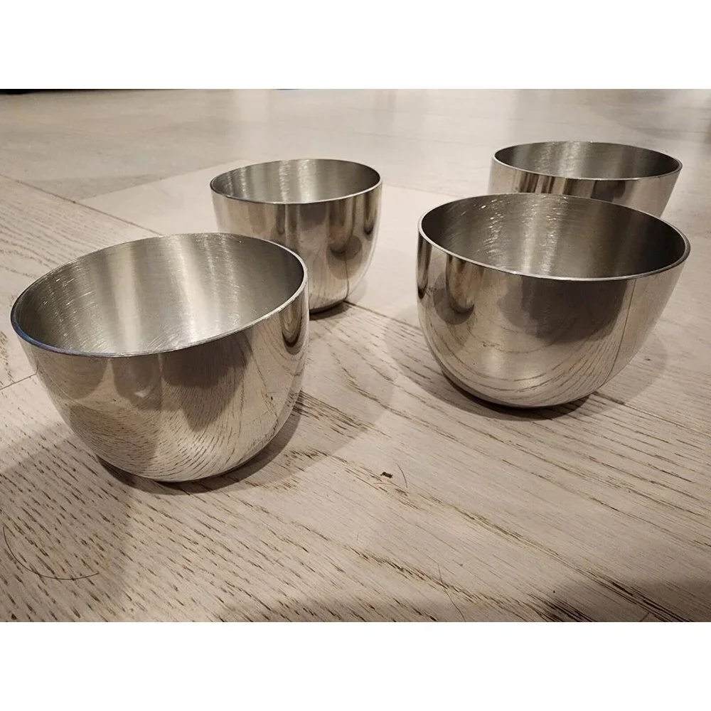4 VINTAGE KIRK STIEFF P50 PEWTER CUPS MONTICELLO THOMAS JEFFERSON FOUNDATION VGC